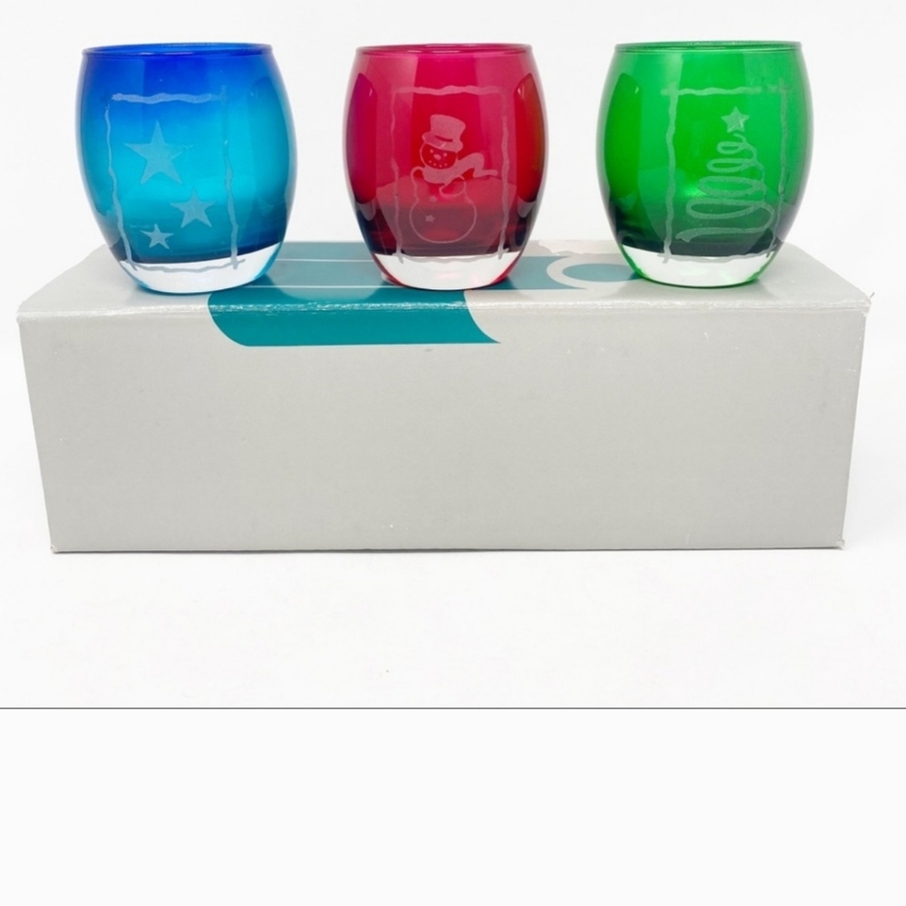 PARTYLITE Holiday Tealight Trio Candle Holders P7259 Set of 3